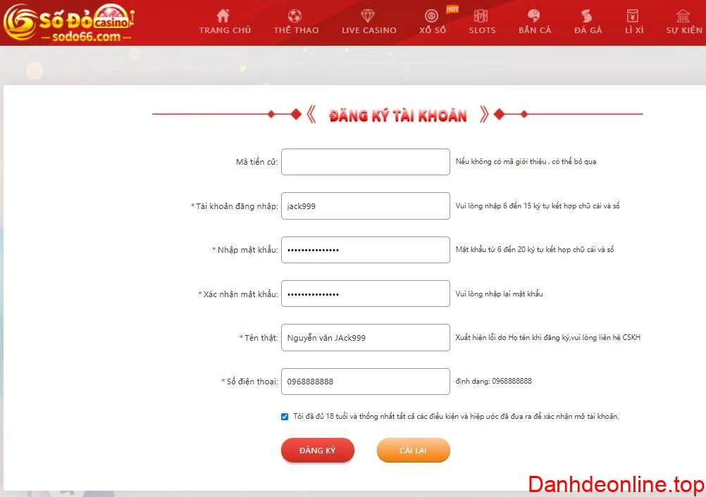 đăng ký nhà cái sodo66