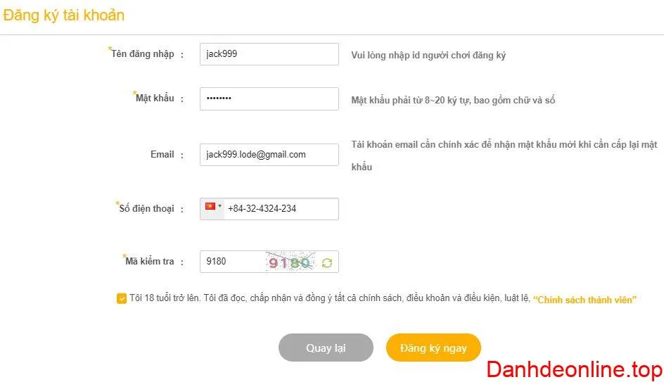 đăng ký tài khoản tại 789bet
